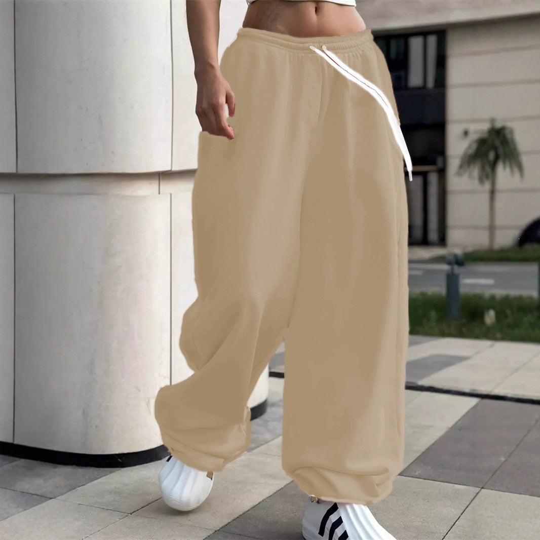 Women's wide Baggy joggers with a high comfort waistband, drawstring and elastic ankle cuffs Mune Fashion