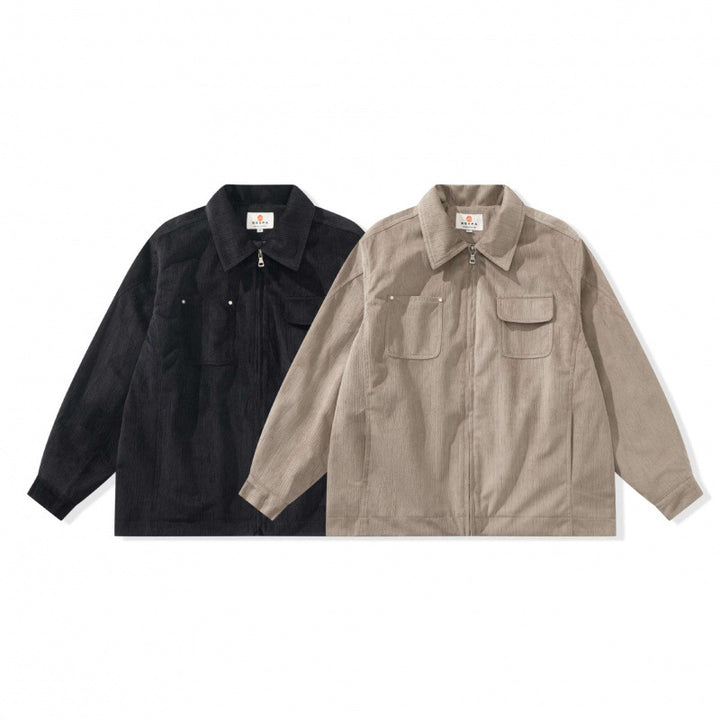 Unisex Boxy Overshirt Jacket made of fine cord structure with breast pockets and concealed zipper Mune Fashion