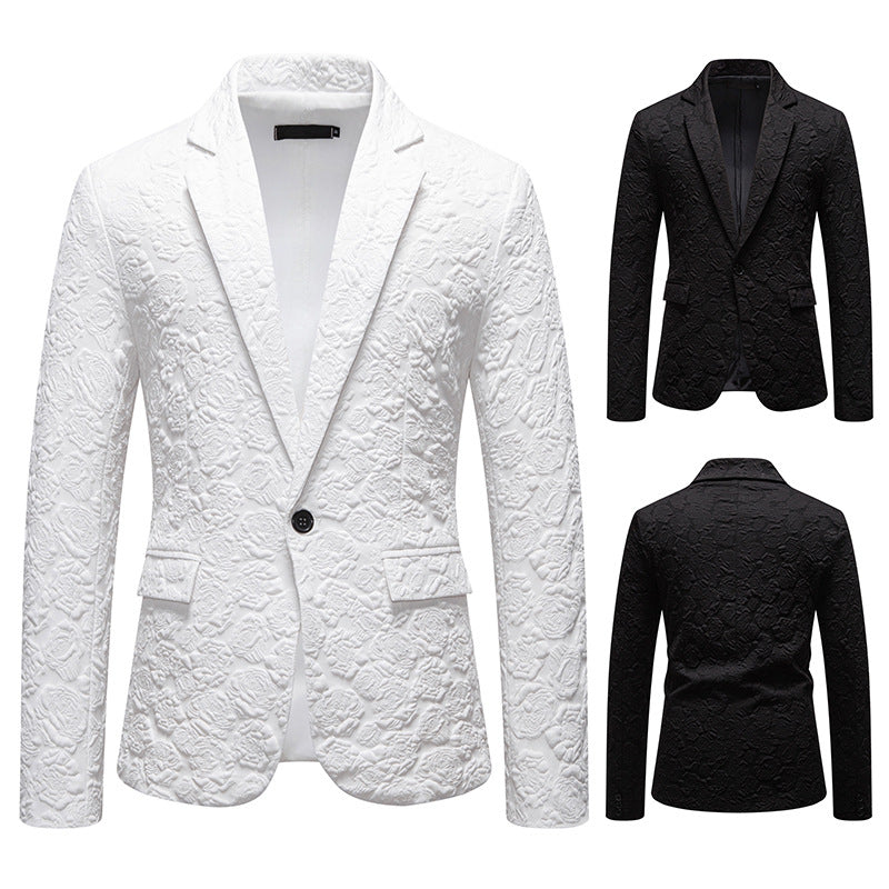 Men's structured business blazer with floral jacquard pattern and slim fit Mune Fashion