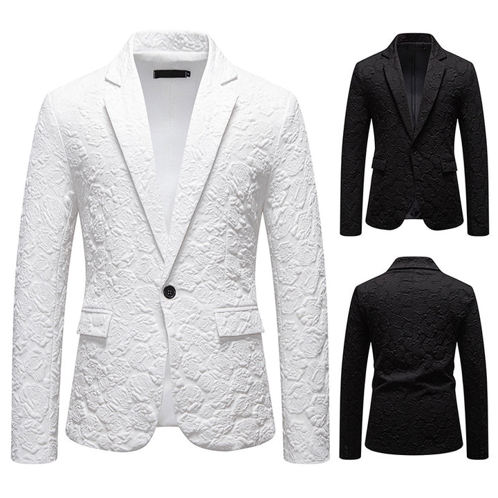 Men's structured business blazer with floral jacquard pattern and slim fit Mune Fashion