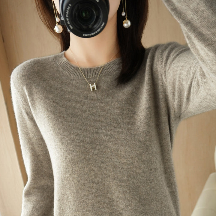 Women's Soft Fine Knit Crew Neck Sweater with Extra Wide Cuffs and Boxy Silhouette Mune Fashion