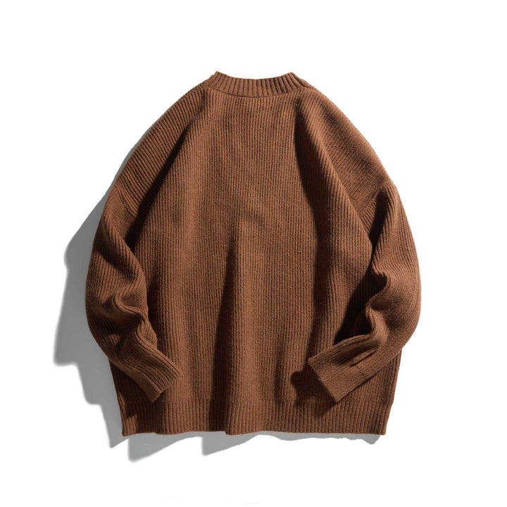 Women's Oversized Ribbed Knit Cardigan with V-Neck and Patch Pockets Mune Fashion