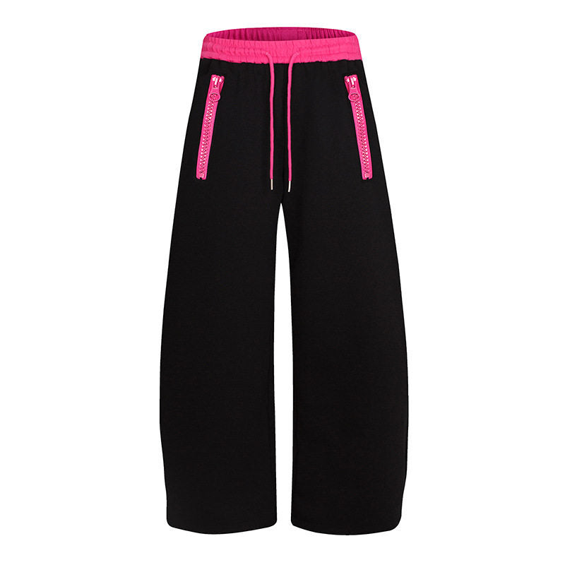 Ladies wide lounge pants with high comfort waistband, drawstring and zip pockets Mune Fashion