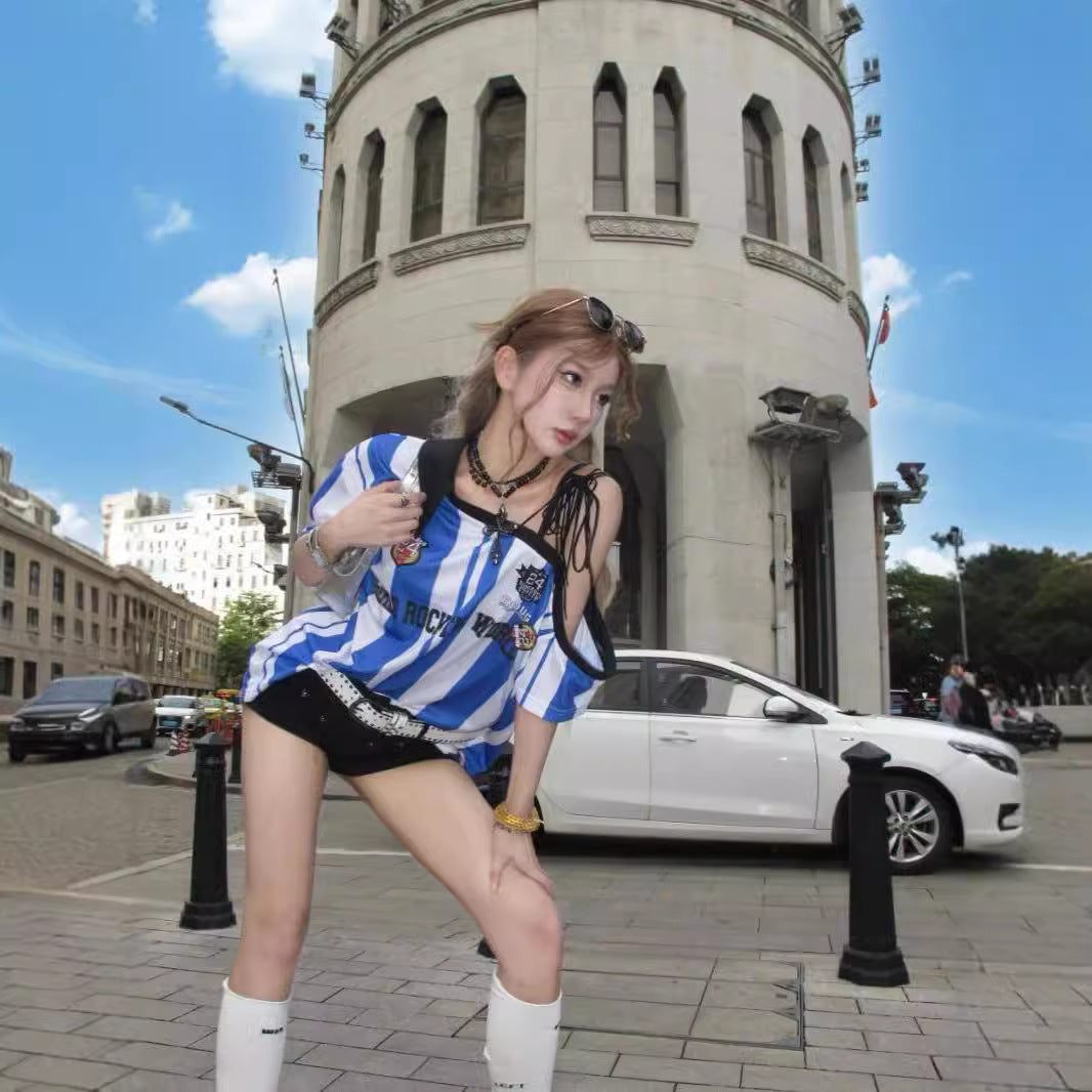 Women's oversized sports shirt with lacing detail and breathable mesh Mune Fashion