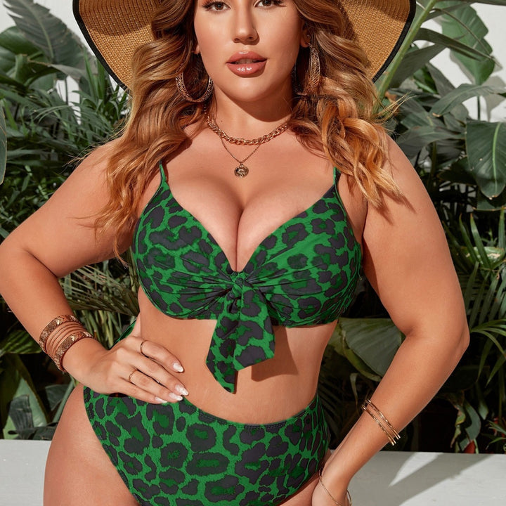 Women High-Waisted Triangle Bikini Set with Bow Detail Mune Fashion