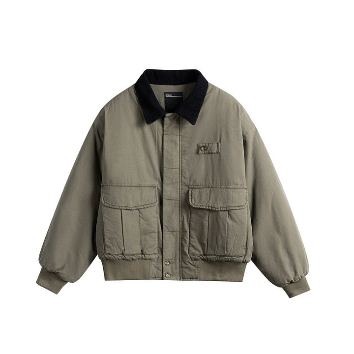 Men's short-cut utility blouson jacket with cord collar and patch pockets Mune Fashion