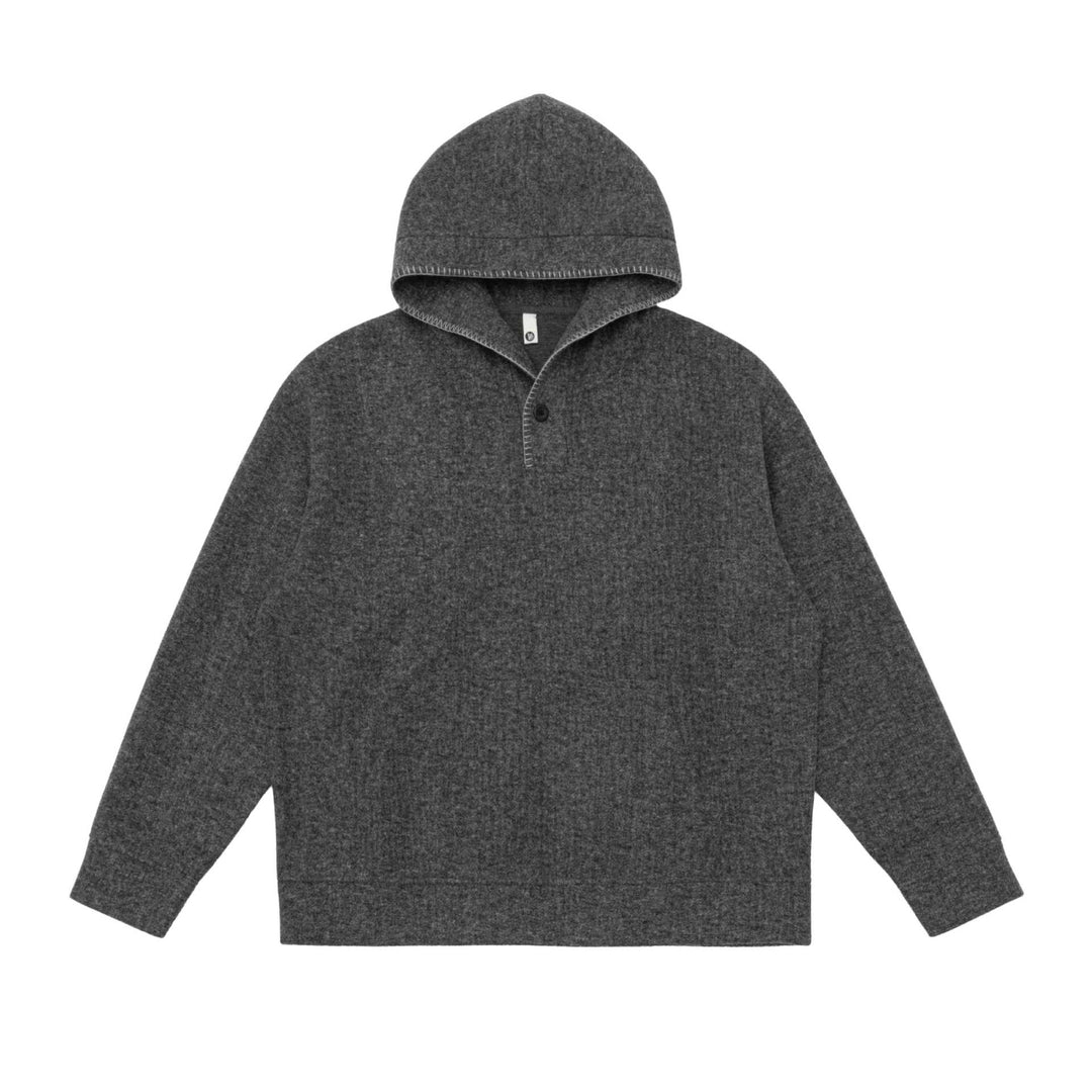 Unisex hoodie made of wool fleece with half button placket and kangaroo pocket Mune Fashion