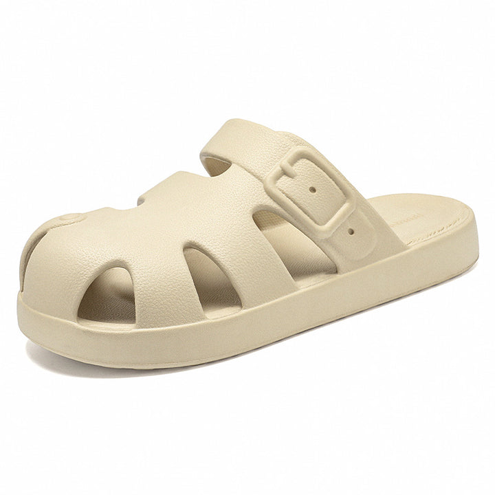 Women non-closed sandals slide with ergonomic footbed, adjustable buckle and slip-resistant EVA outsole Mune Fashion