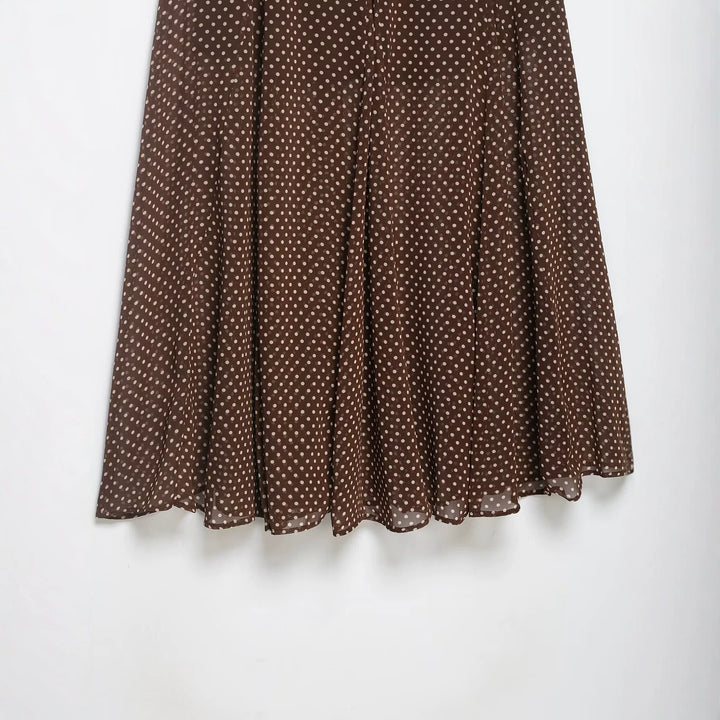 Women's Wrap Midi Skirt made of Chiffon with Polka Dot Pattern Mune Fashion