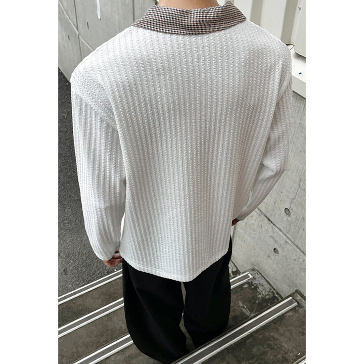 Men's Long Sleeve Shirt with Modern Structural Pattern Mune Fashion