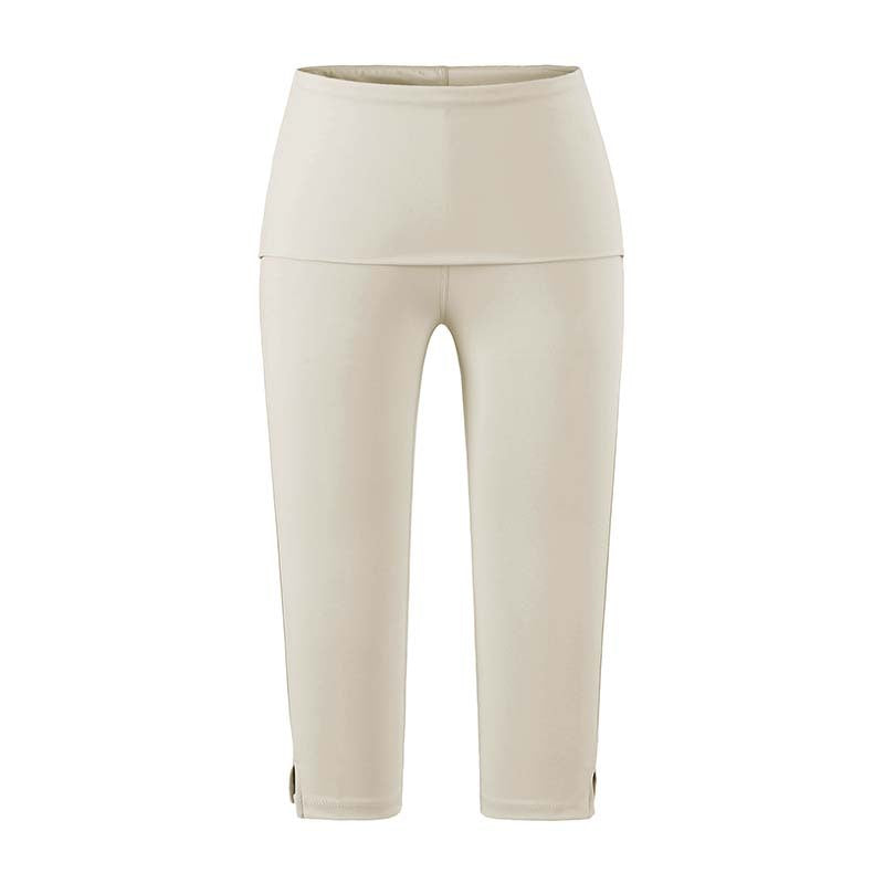 Women's capri leggings with high fold-over waistband, shaping effect and side leg slit Mune Fashion