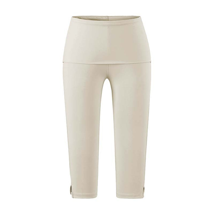 Women's capri leggings with high fold-over waistband, shaping effect and side leg slit Mune Fashion