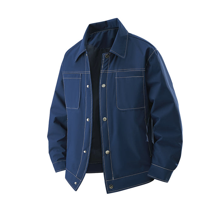 Men's lightweight overshirt jacket made of structured faux leather with patch chest pockets Mune Fashion