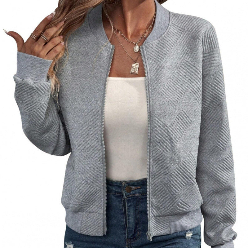 Women's structured knit bomber jacket with full zip and ribbed cuffs Mune Fashion