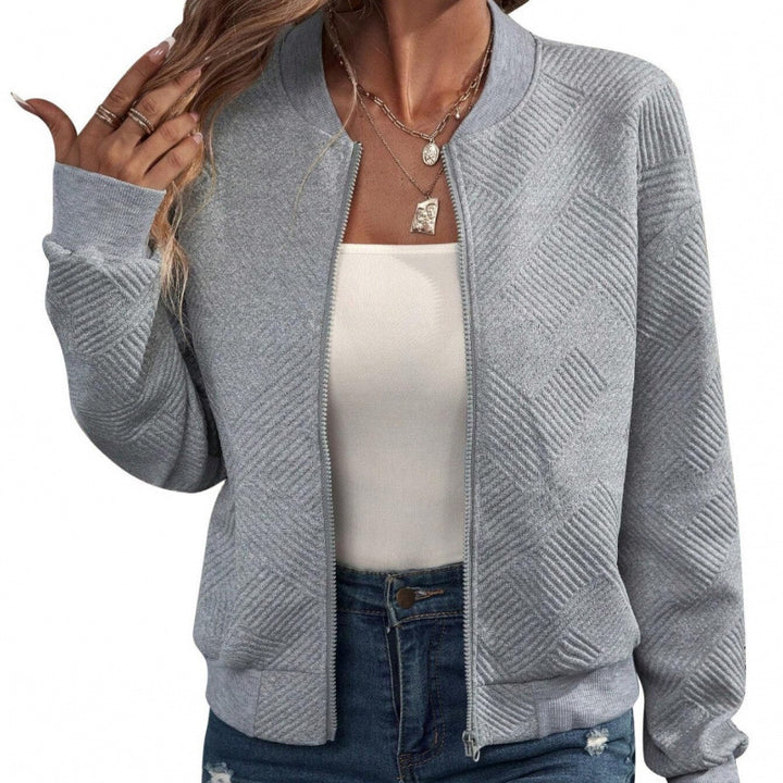 Women's structured knit bomber jacket with full zip and ribbed cuffs Mune Fashion