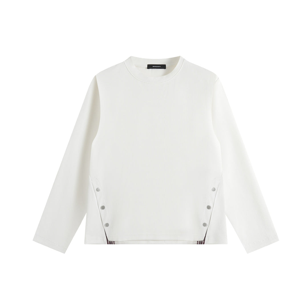 Unisex Oversize Sweatshirt with side snap button plackets and crew neck