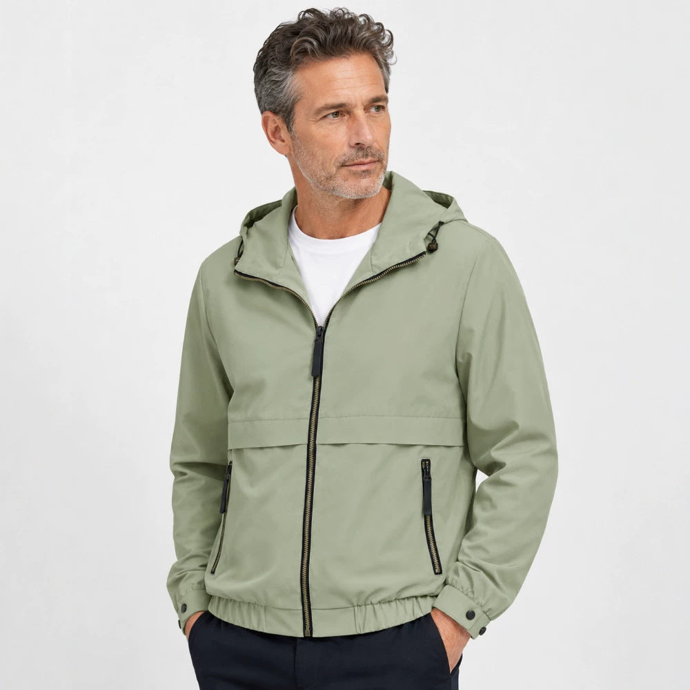 Men's Lightweight Rain Jacket with Adjustable Hood Mune Fashion