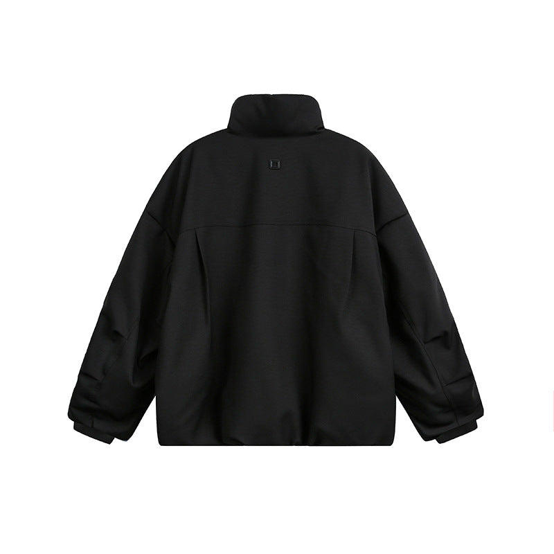 Unisex Wide Cut Utility Fleece Jacket with Stand-Up Collar and Multiple Zipper Pockets Mune Fashion