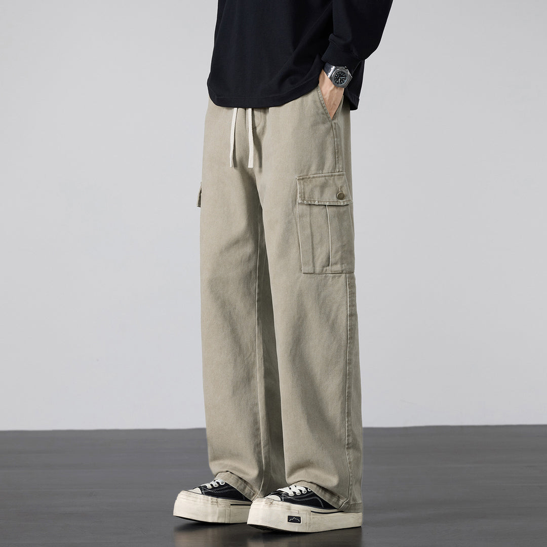 Men's Loose Cargo Pants with Drawstring Waist and Multiple Pockets Mune Fashion
