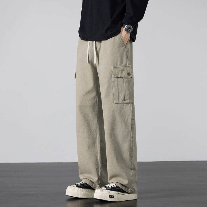 Men's Loose Cargo Pants with Drawstring Waist and Multiple Pockets Mune Fashion
