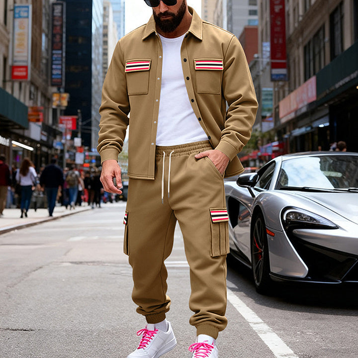 Men's Urban Two-Piece Utility Jogging Set with Overshirt and Cargo Pants Mune Fashion