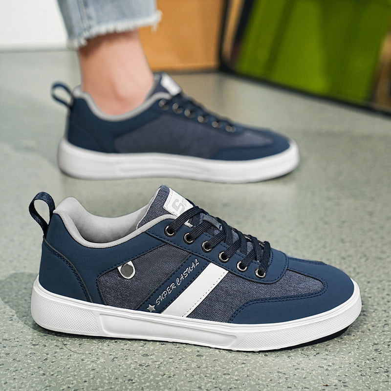 Men's urban canvas and artificial leather sneakers with padded entry and profiled rubber sole Mune Fashion