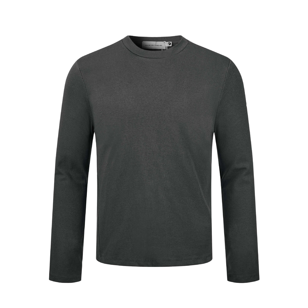 Unisex Fine Long Sleeve Basic Shirt with Round Neck and Slim Fit Mune Fashion