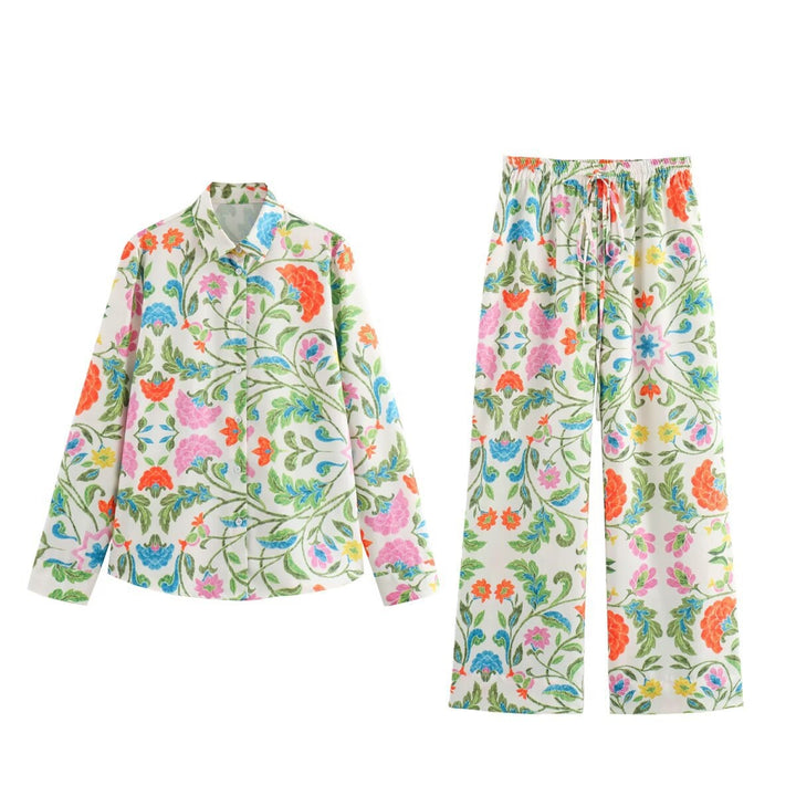 Women's wide palazzo pants with drawstring waistband and floral embroidery look Mune Fashion
