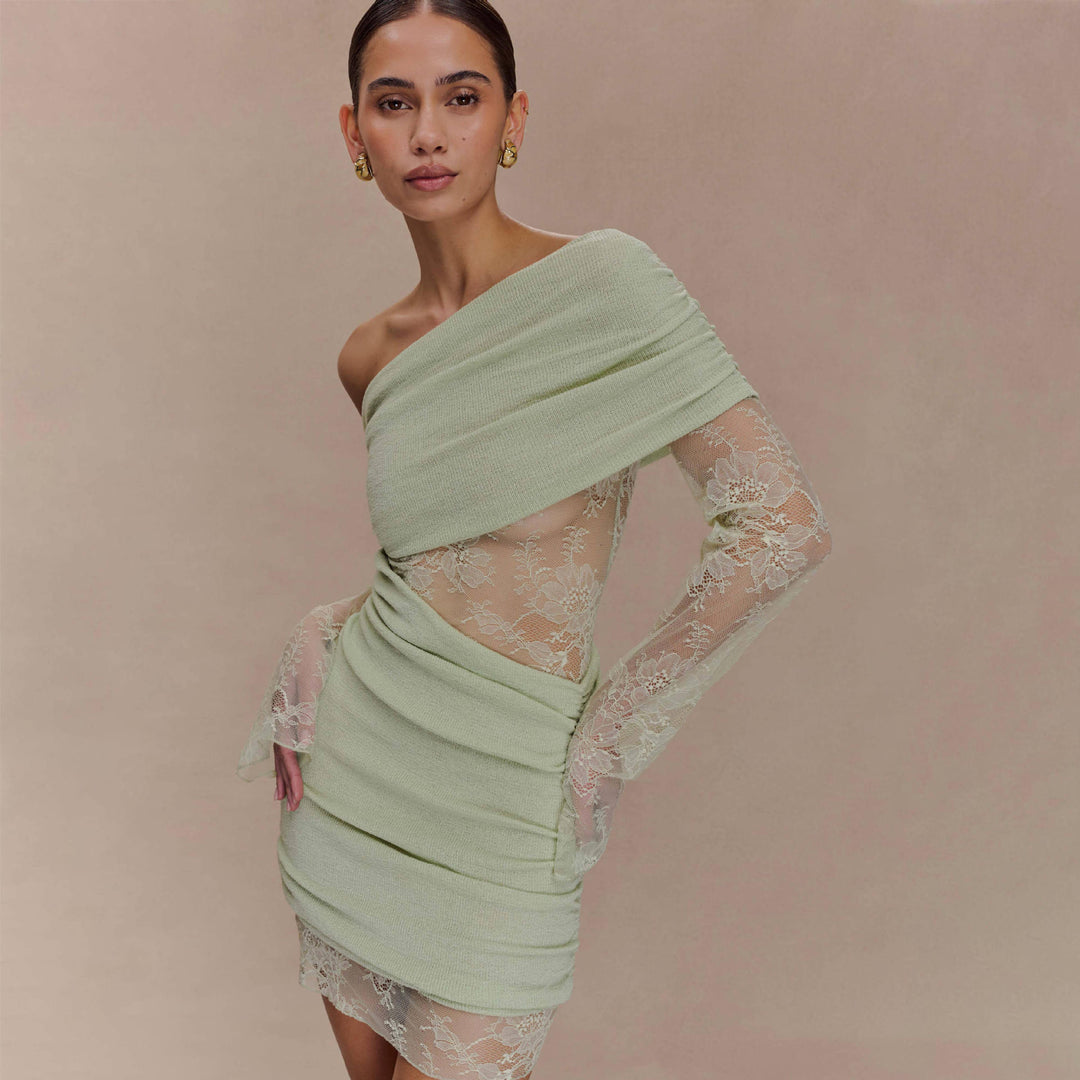 Women's elegant mini dress with lace sleeves Mune Fashion