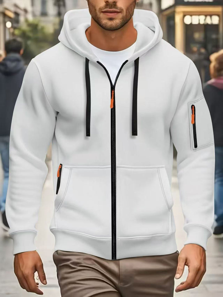 Men's functional hooded jacket with full zip, arm pocket, and elastic cuffs Mune Fashion