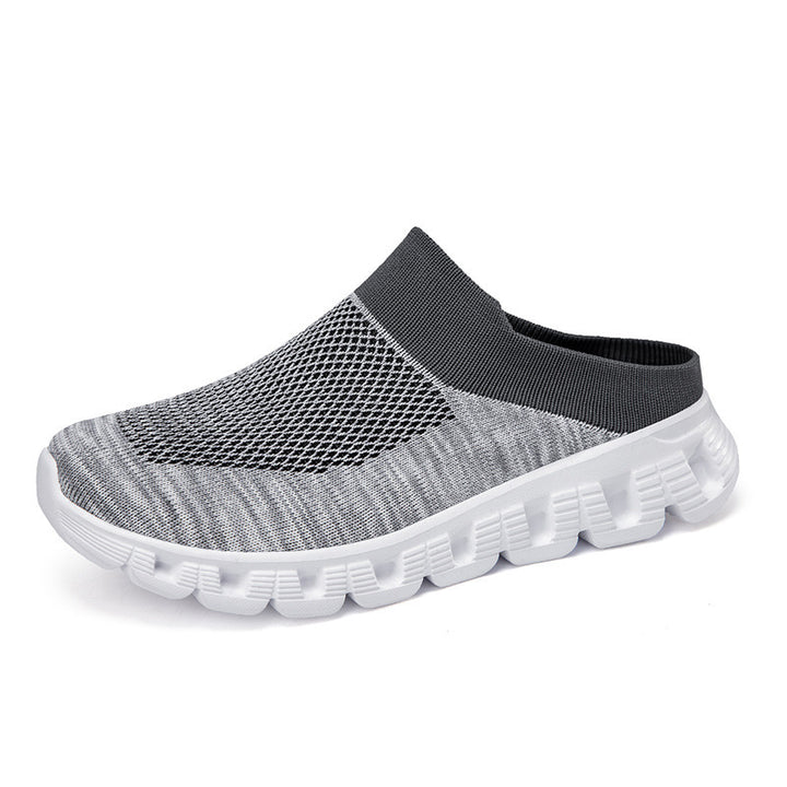 Unisex nan lighter travel slip-on mule with perforated air chamber sole and sock-like knitted shaft Mune Fashion