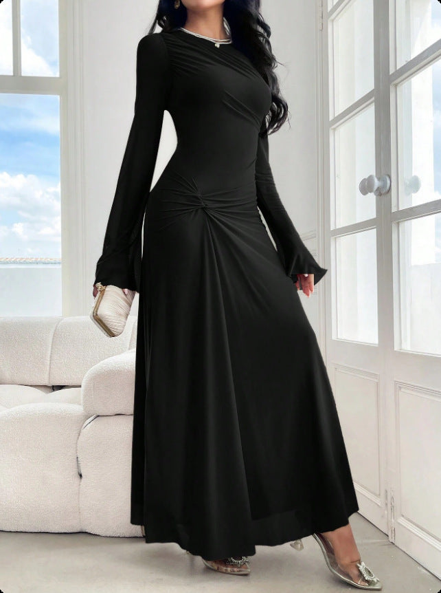 Women's maxi dress with gathered waist and bell sleeves Mune Fashion