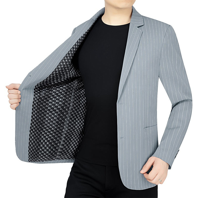 Men's pinstripe blazer slim fit with contrasting inner lining Mune Fashion
