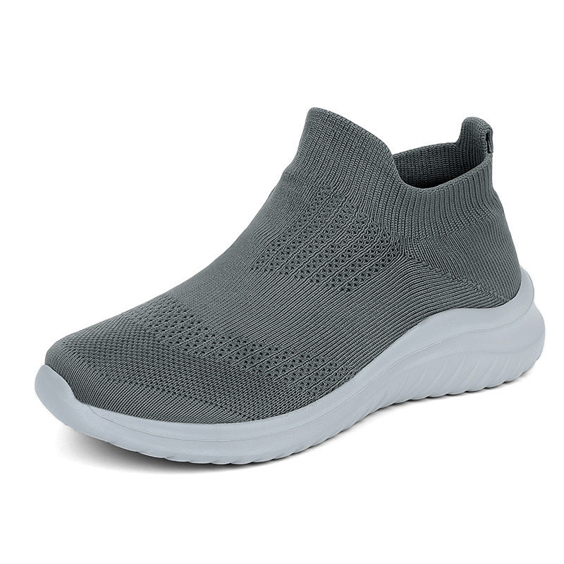 Unisex nan breathable knitted slip-on shoe with elastic shaft and shock-absorbing sole Mune Fashion