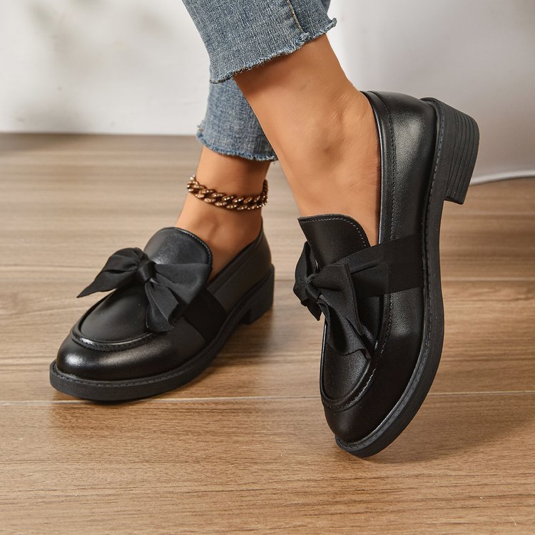 Damen Loafer mit Karo‑Muster und Schleifenapplikation Mune Fashion