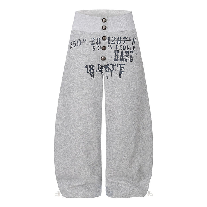 Women's culotte lounge pants with high ribbed waistband, front decorative button placket and adjustable hem Mune Fashion