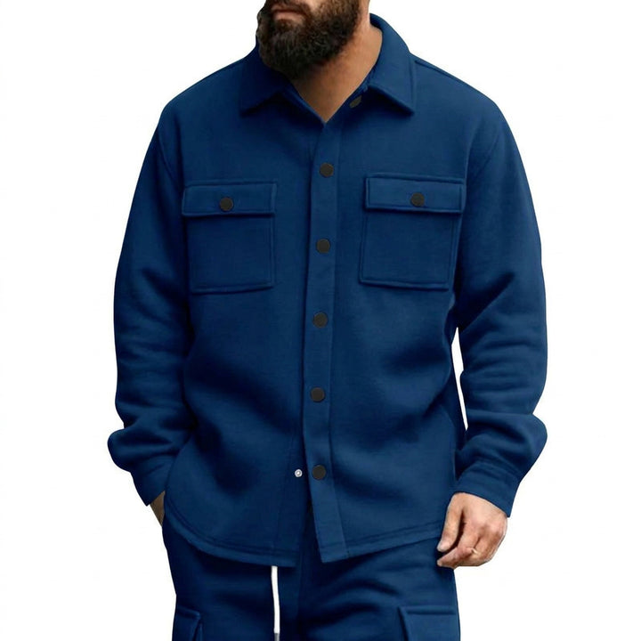 Men's sturdy wool fleece overshirt jacket with patch breast pockets and snap button placket Mune Fashion