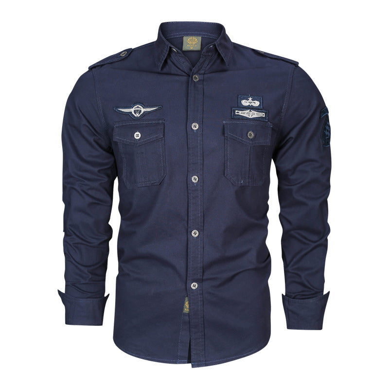 Men's Fashion Long Sleeve Shirt with Practical Chest Pockets Mune Fashion