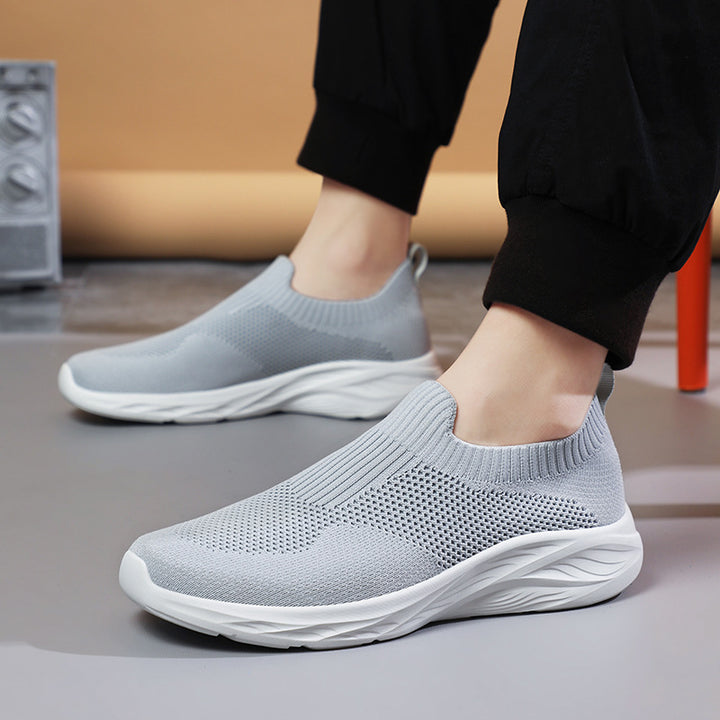 Unisex nan elastic knitted slip-on shoe with ergonomic cushioning sole and heel tab Mune Fashion