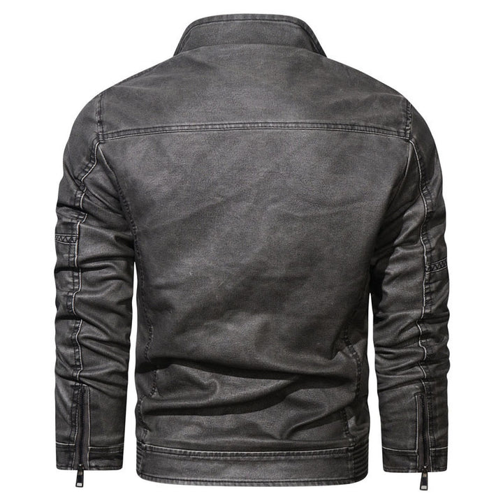Men's denim look blouson with ergonomic piping and stand-up collar Mune Fashion