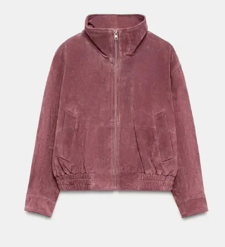 Women’s short-cut boxy blouson with high stand-up collar and dropped shoulders Mune Fashion
