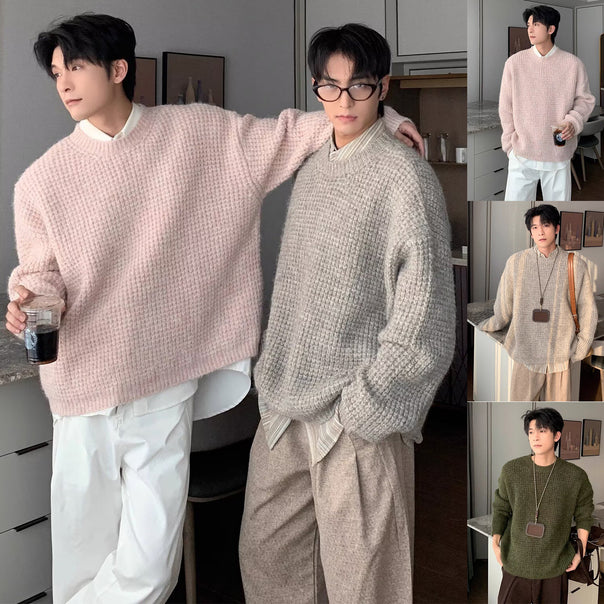 Men's chunky knit sweater with casual fit and round neck Mune Fashion