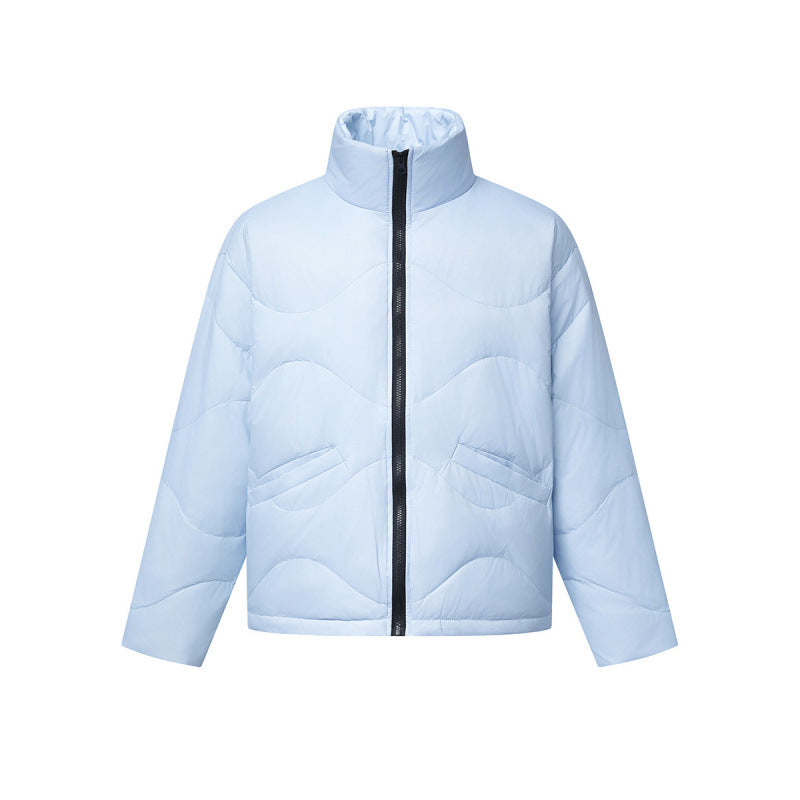 Women's short padded quilted jacket with wave quilting and high stand-up collar Mune Fashion
