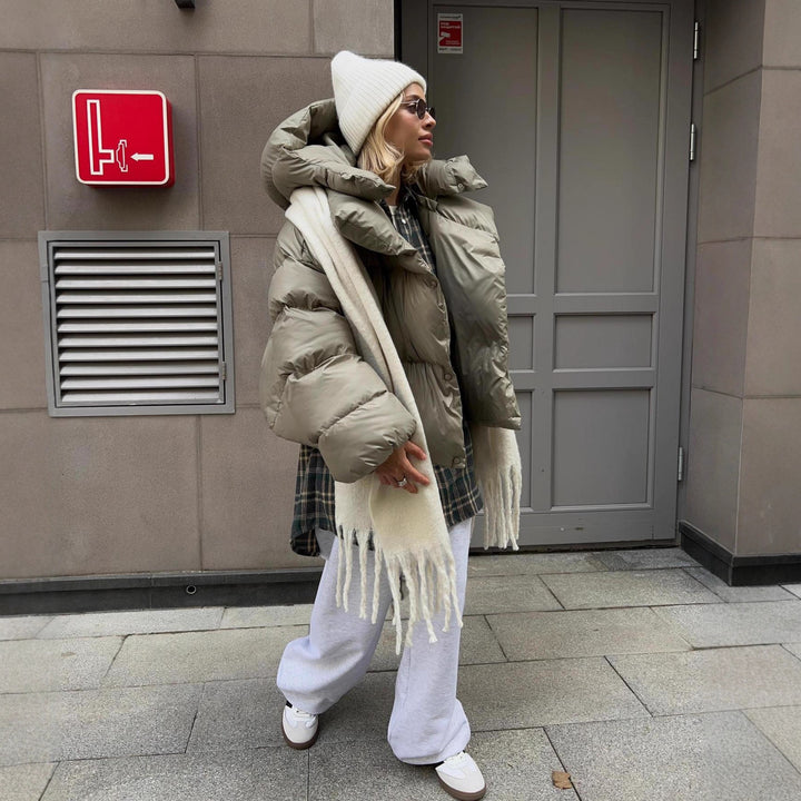 Women extravagant oversized quilted down jacket with extra voluminous hood Mune Fashion