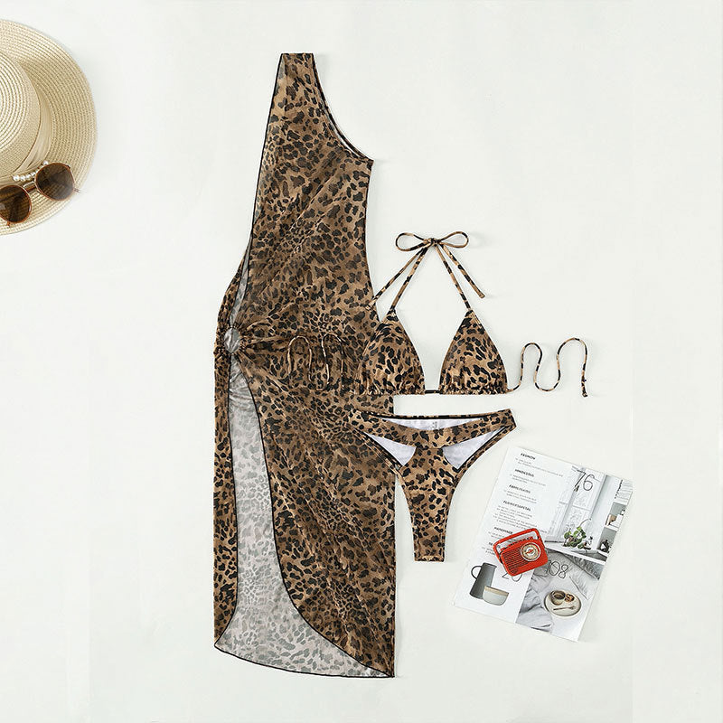 Women Bikini Set with leopard patterned cover Mune Fashion