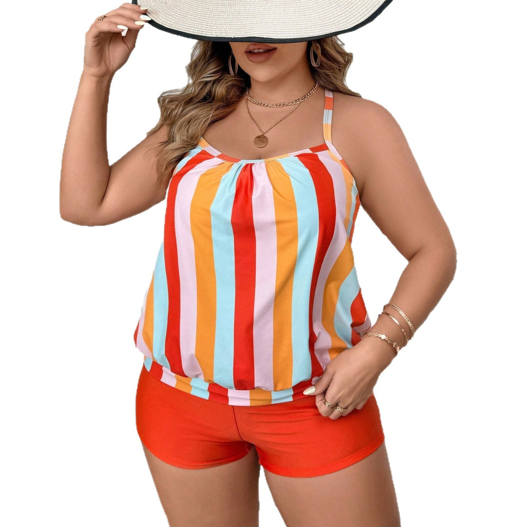Women's striped bathing suit with casual shorts Mune Fashion