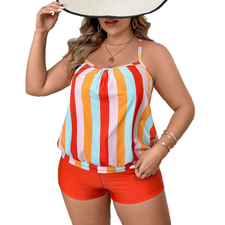 Women's striped bathing suit with casual shorts Mune Fashion