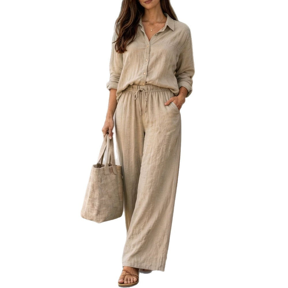 Ladies Lightweight and Comfortable Summer Blouse with Wide Pants Mune Fashion