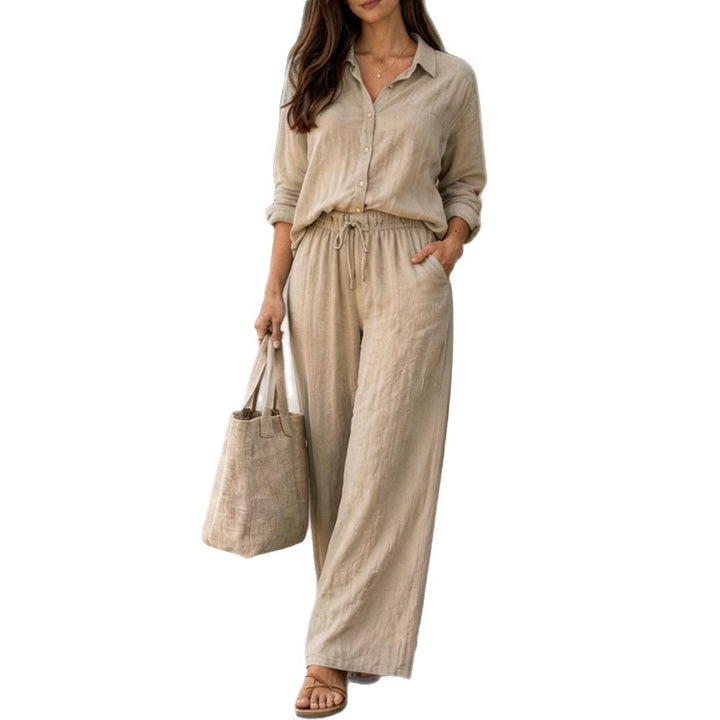 Ladies Lightweight and Comfortable Summer Blouse with Wide Pants Mune Fashion