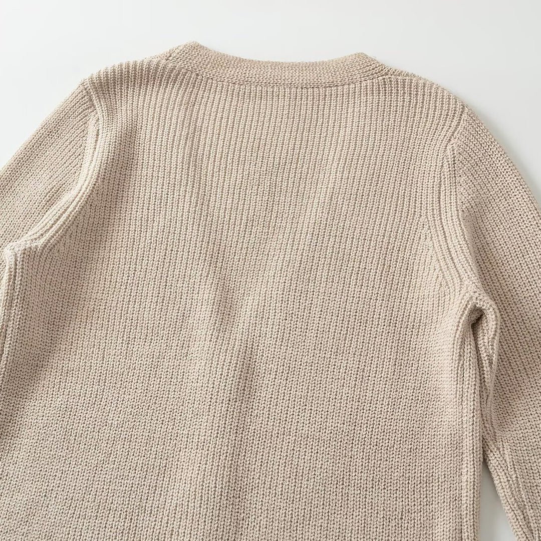 Women's Longline Knit Cardigan with V-Neck and Continuous Button Placket Mune Fashion